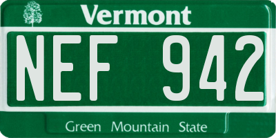 VT license plate NEF942