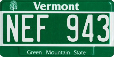 VT license plate NEF943