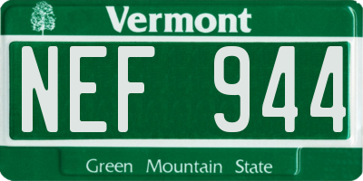 VT license plate NEF944