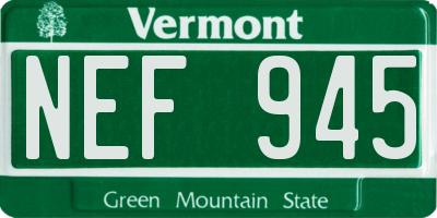 VT license plate NEF945