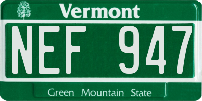 VT license plate NEF947