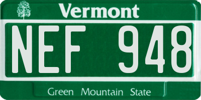 VT license plate NEF948