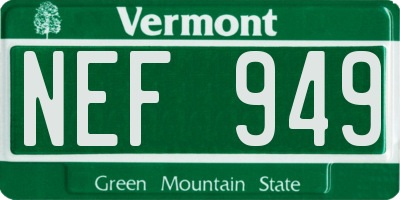 VT license plate NEF949