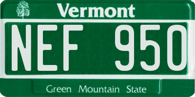 VT license plate NEF950