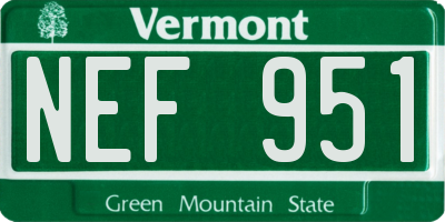 VT license plate NEF951