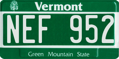 VT license plate NEF952