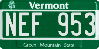 VT license plate NEF953