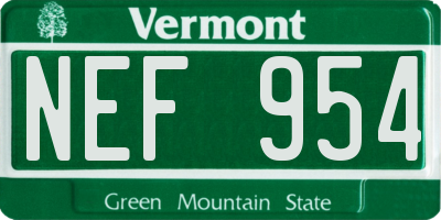 VT license plate NEF954