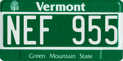 VT license plate NEF955