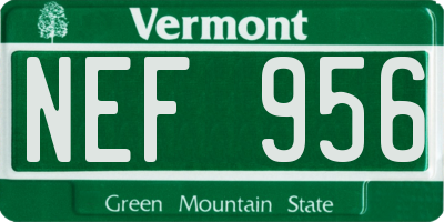 VT license plate NEF956