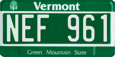 VT license plate NEF961
