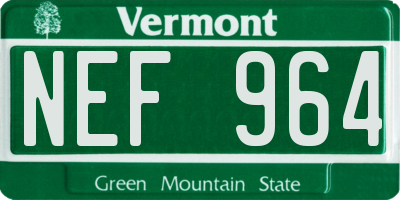 VT license plate NEF964