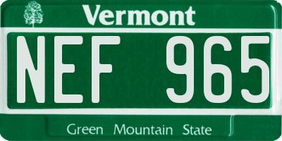 VT license plate NEF965