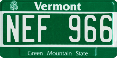 VT license plate NEF966