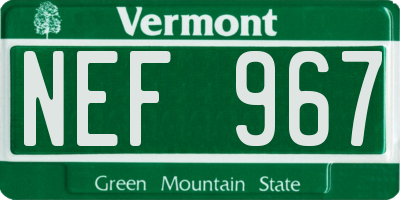 VT license plate NEF967