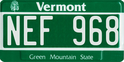 VT license plate NEF968