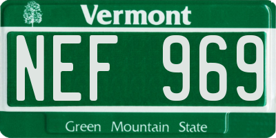 VT license plate NEF969