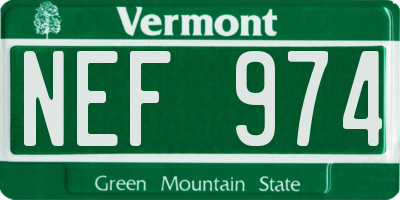 VT license plate NEF974