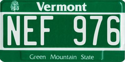 VT license plate NEF976