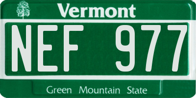 VT license plate NEF977
