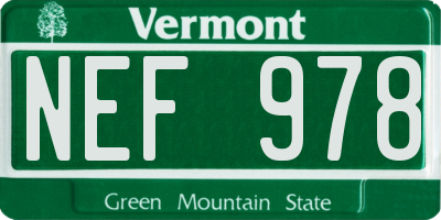 VT license plate NEF978