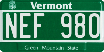 VT license plate NEF980