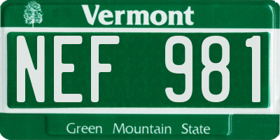 VT license plate NEF981