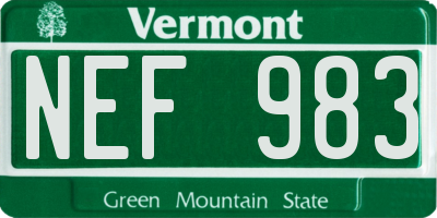 VT license plate NEF983