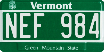 VT license plate NEF984