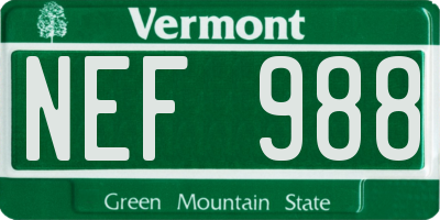 VT license plate NEF988