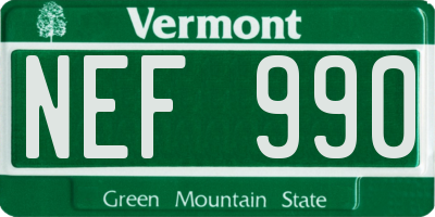 VT license plate NEF990