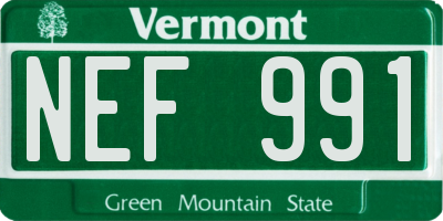 VT license plate NEF991