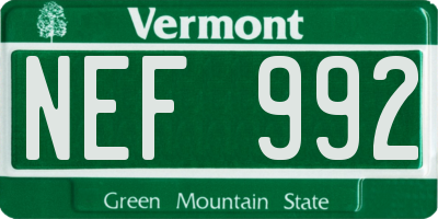 VT license plate NEF992