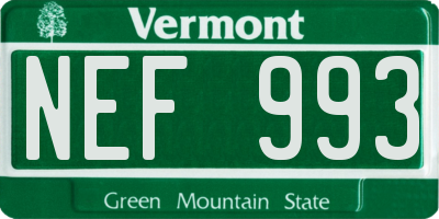 VT license plate NEF993