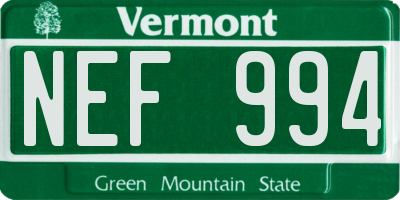 VT license plate NEF994
