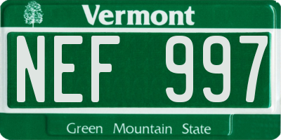 VT license plate NEF997