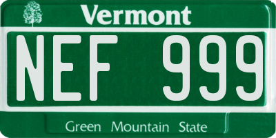 VT license plate NEF999