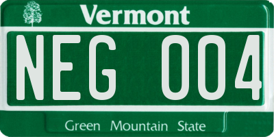 VT license plate NEG004