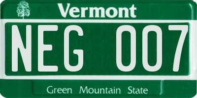 VT license plate NEG007