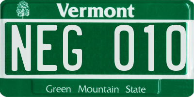 VT license plate NEG010
