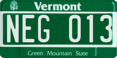 VT license plate NEG013