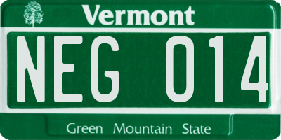 VT license plate NEG014