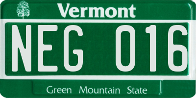 VT license plate NEG016