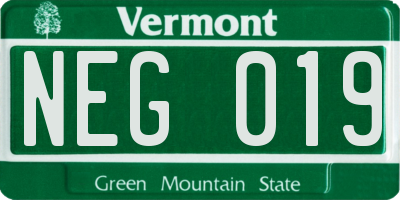 VT license plate NEG019