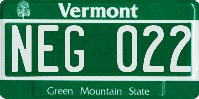 VT license plate NEG022