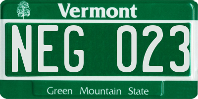 VT license plate NEG023