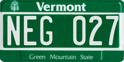 VT license plate NEG027