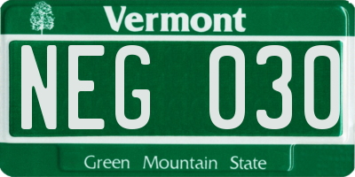 VT license plate NEG030