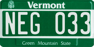 VT license plate NEG033