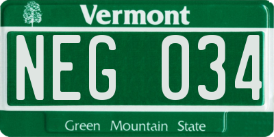 VT license plate NEG034